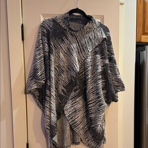 Black and White Striped Poncho